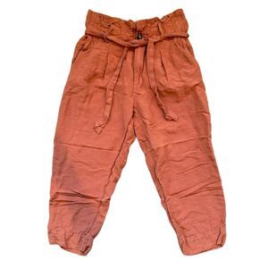 Madewell Orange Linen Paperbag Cropped Pants Women's Size 0P